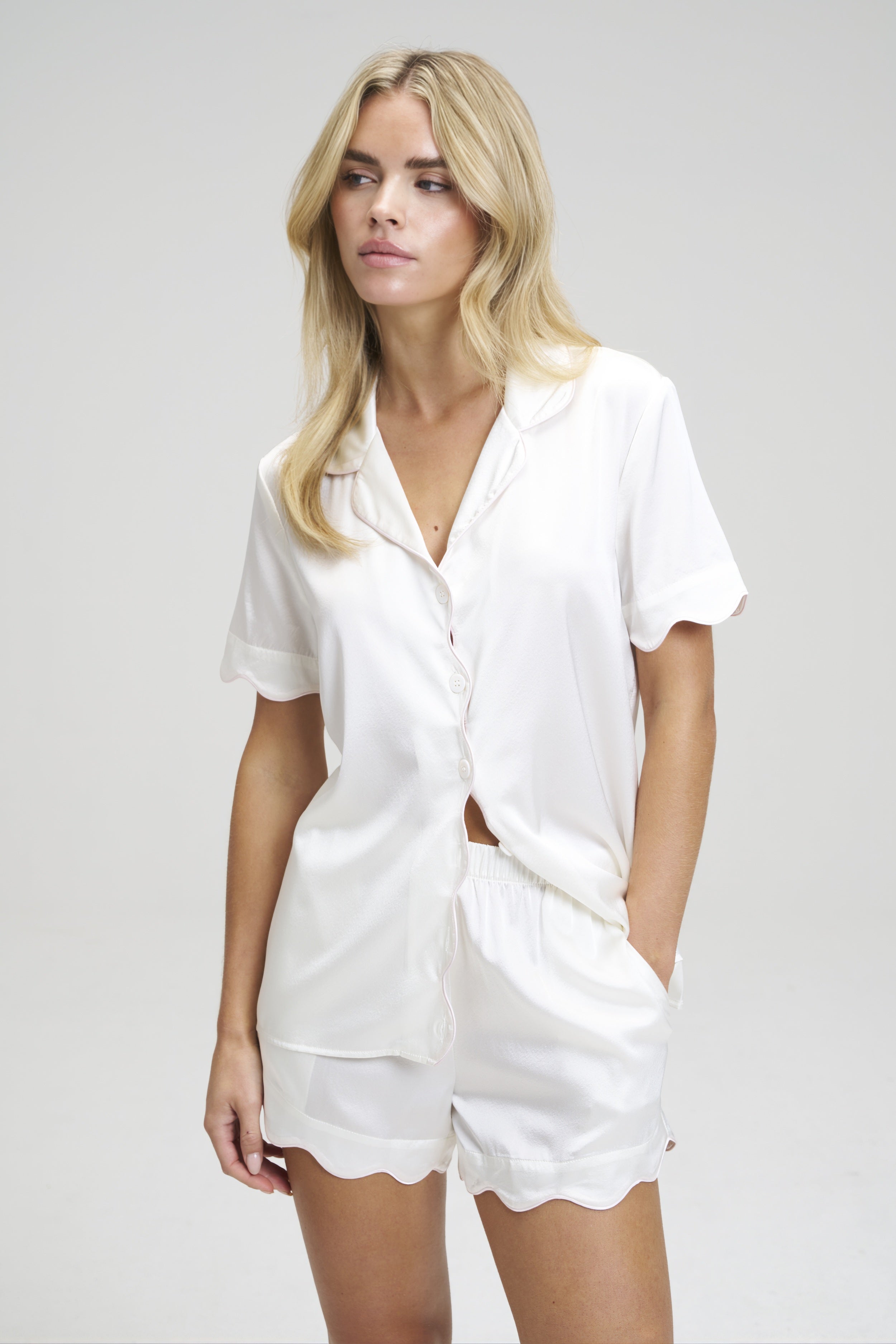Scalloped Silk PJ Set