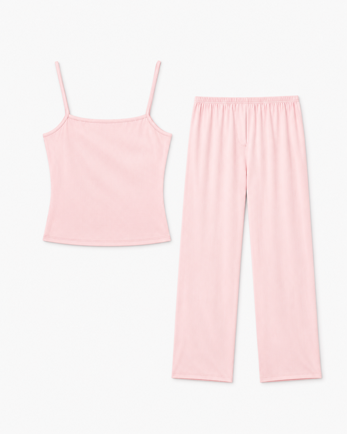 Cami Sleep Set in pink, both pieces shown flat