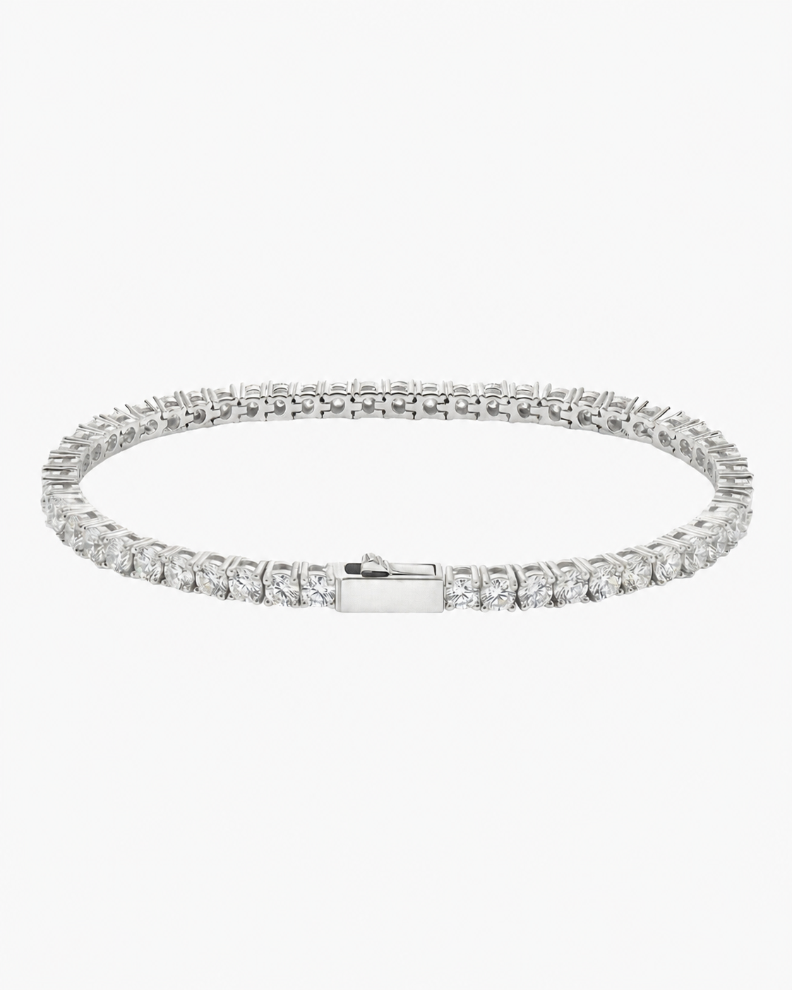 Silver Iced Tennis Bracelet 3 mm on a light product background