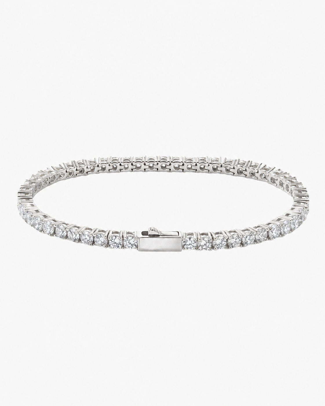 Silver Iced Tennis Bracelet 4 mm on a light product background