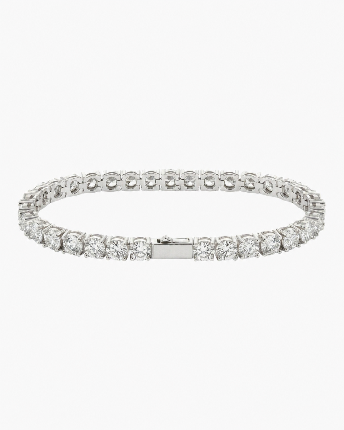 Silver Iced Tennis Bracelet 5 mm with round stones on a white background