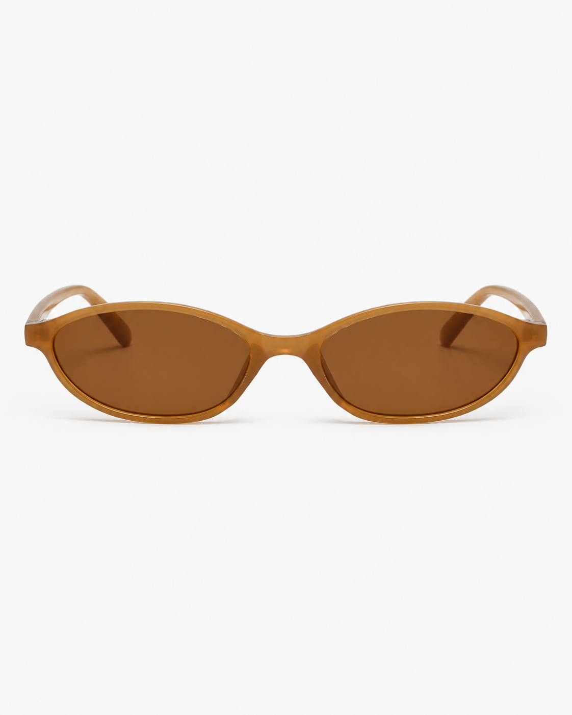 Oval Sunglasses in translucent amber with brown lenses, front view