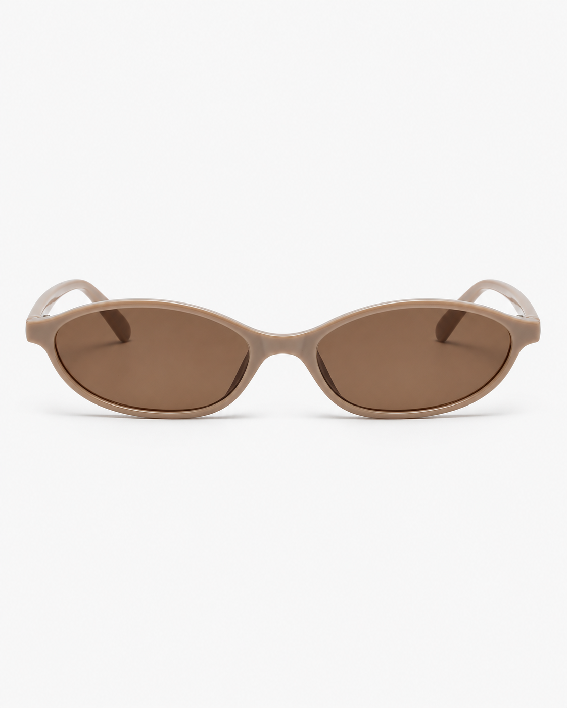 Oval Sunglasses in taupe with brown lenses, front view