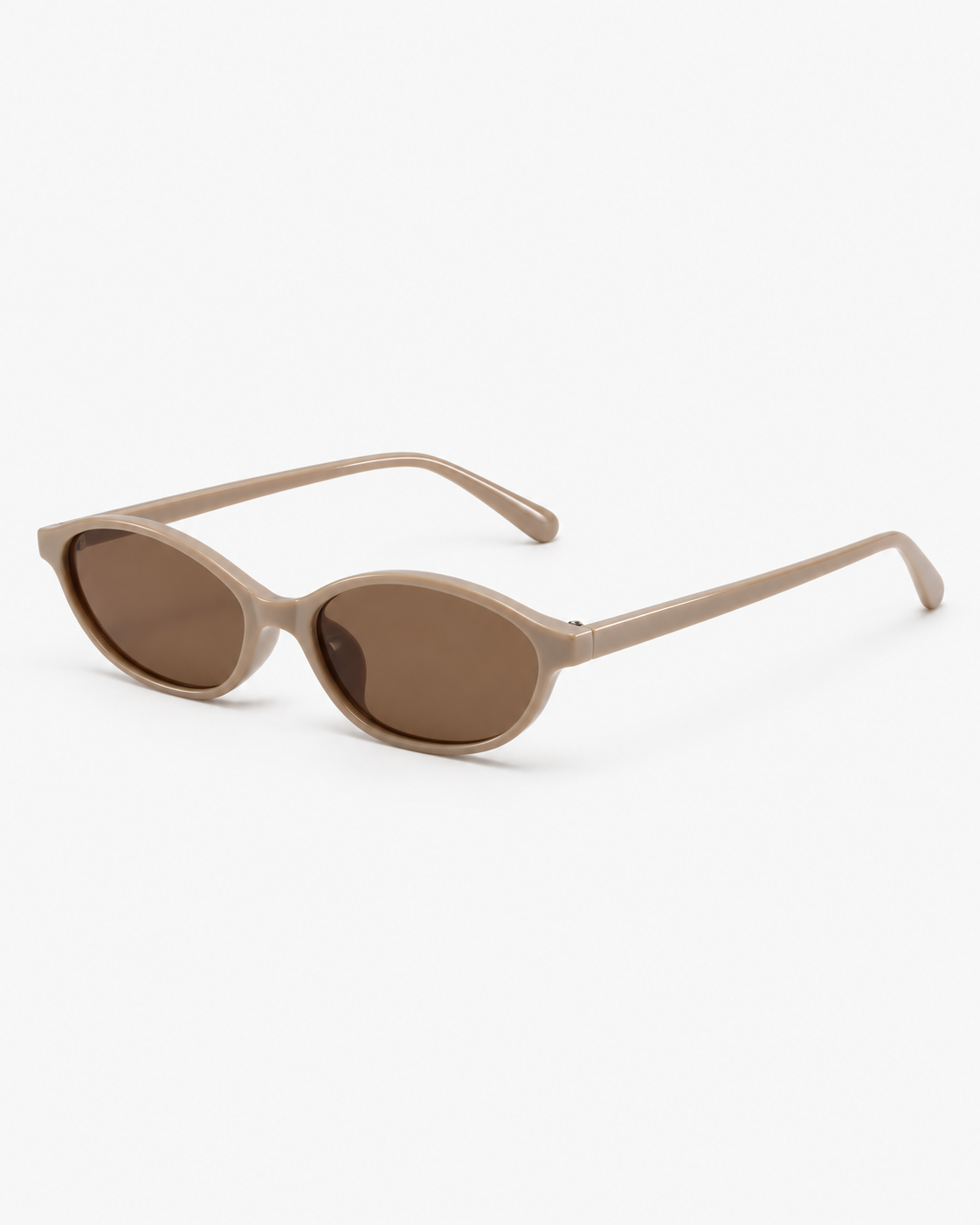 Oval Sunglasses in taupe with brown lenses, side view