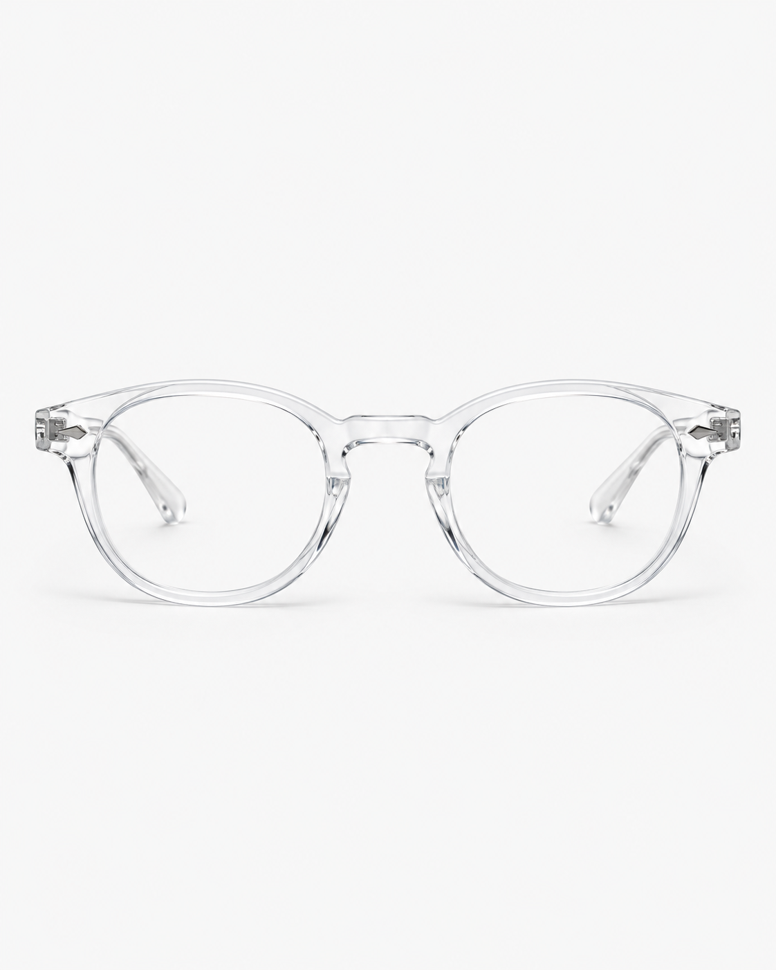 Round Blue Light Glasses with a clear frame, front view
