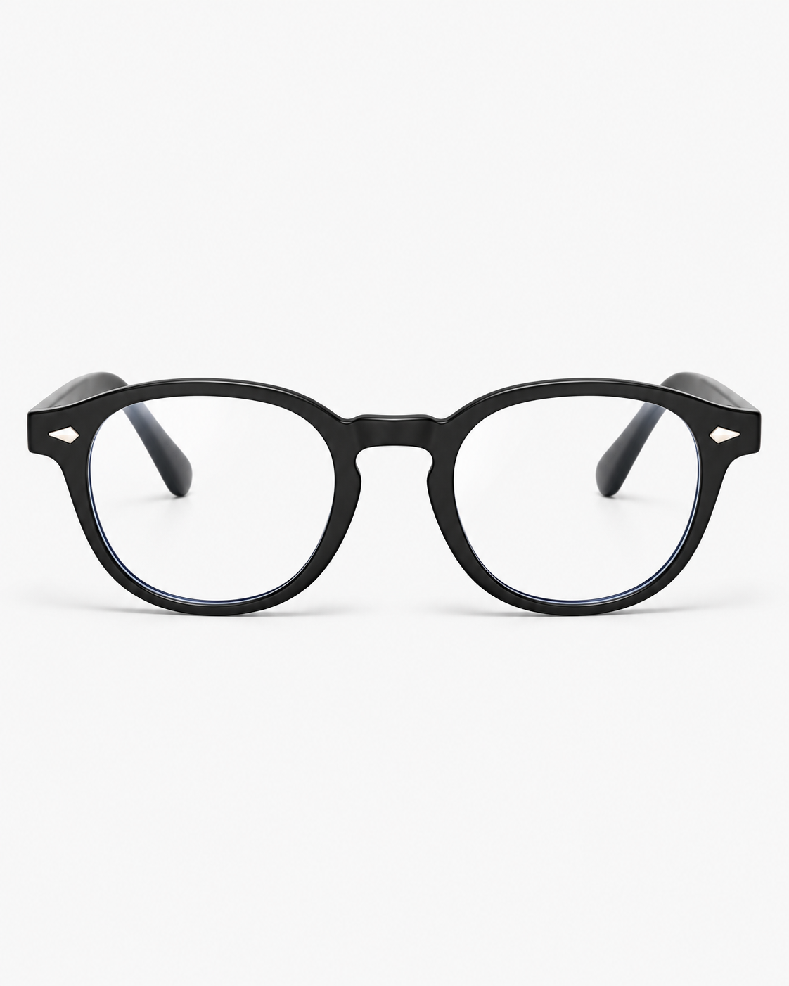 Round Blue Light Glasses with a matte black frame, front view
