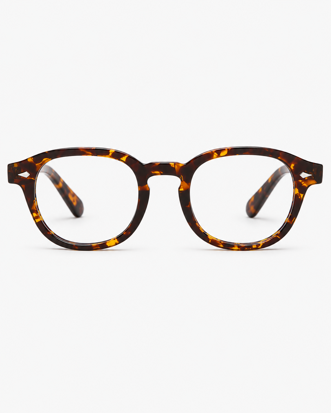 Round Blue Light Glasses with a tortoiseshell frame, front view