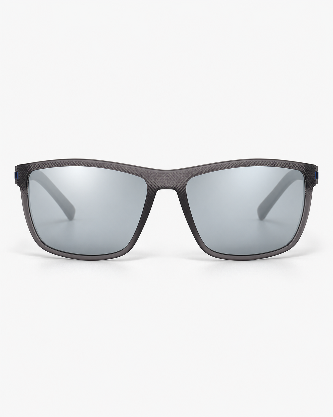 Polarized Sport Sunglasses with a grey frame and silver mirror lenses, front view