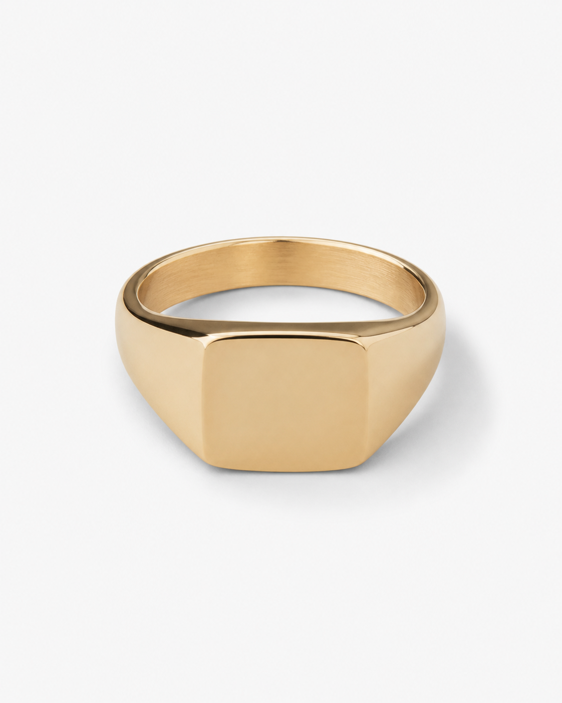 Gold Square Signet Ring on a near-white background