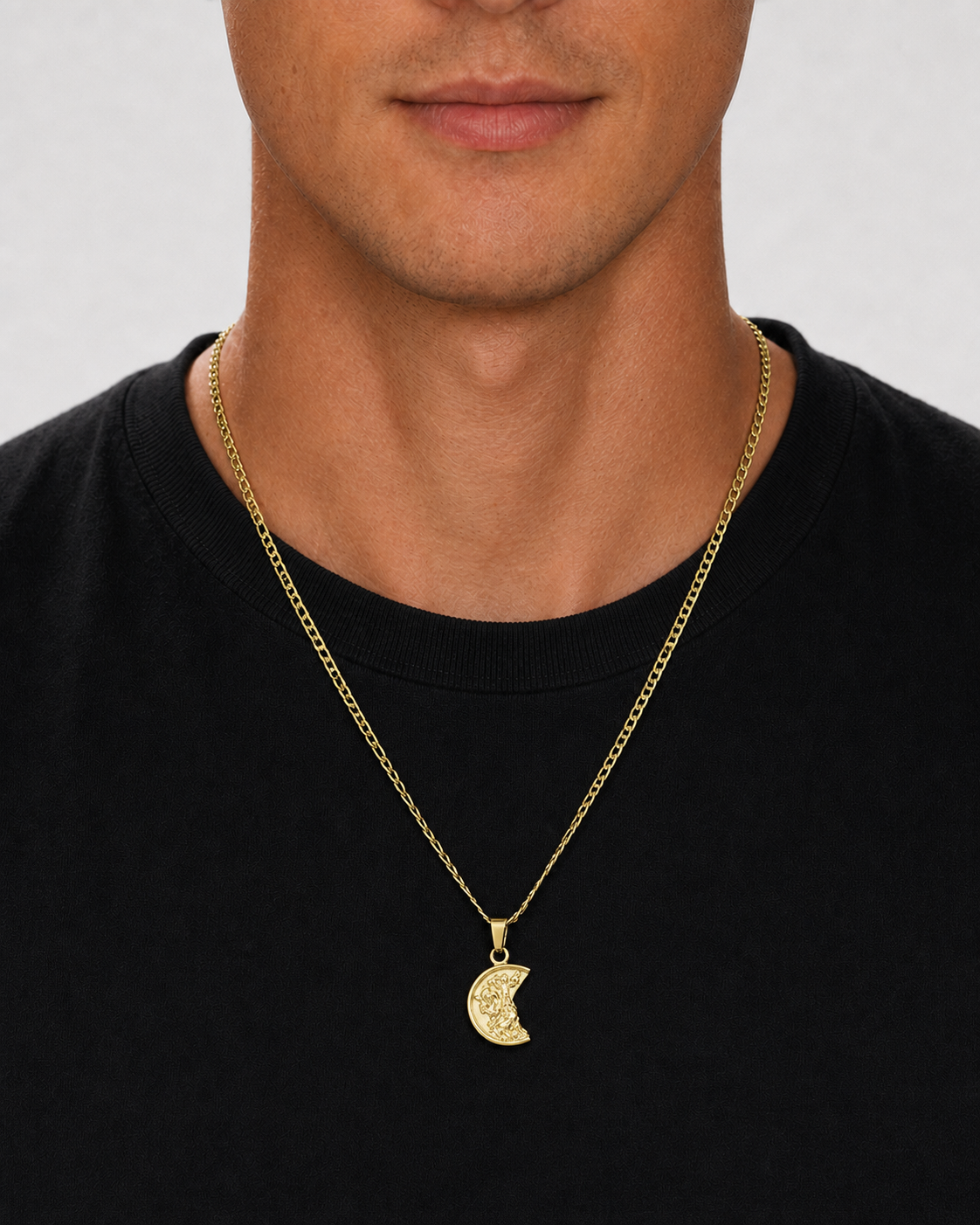 Gold St. Christopher Pendant worn on model