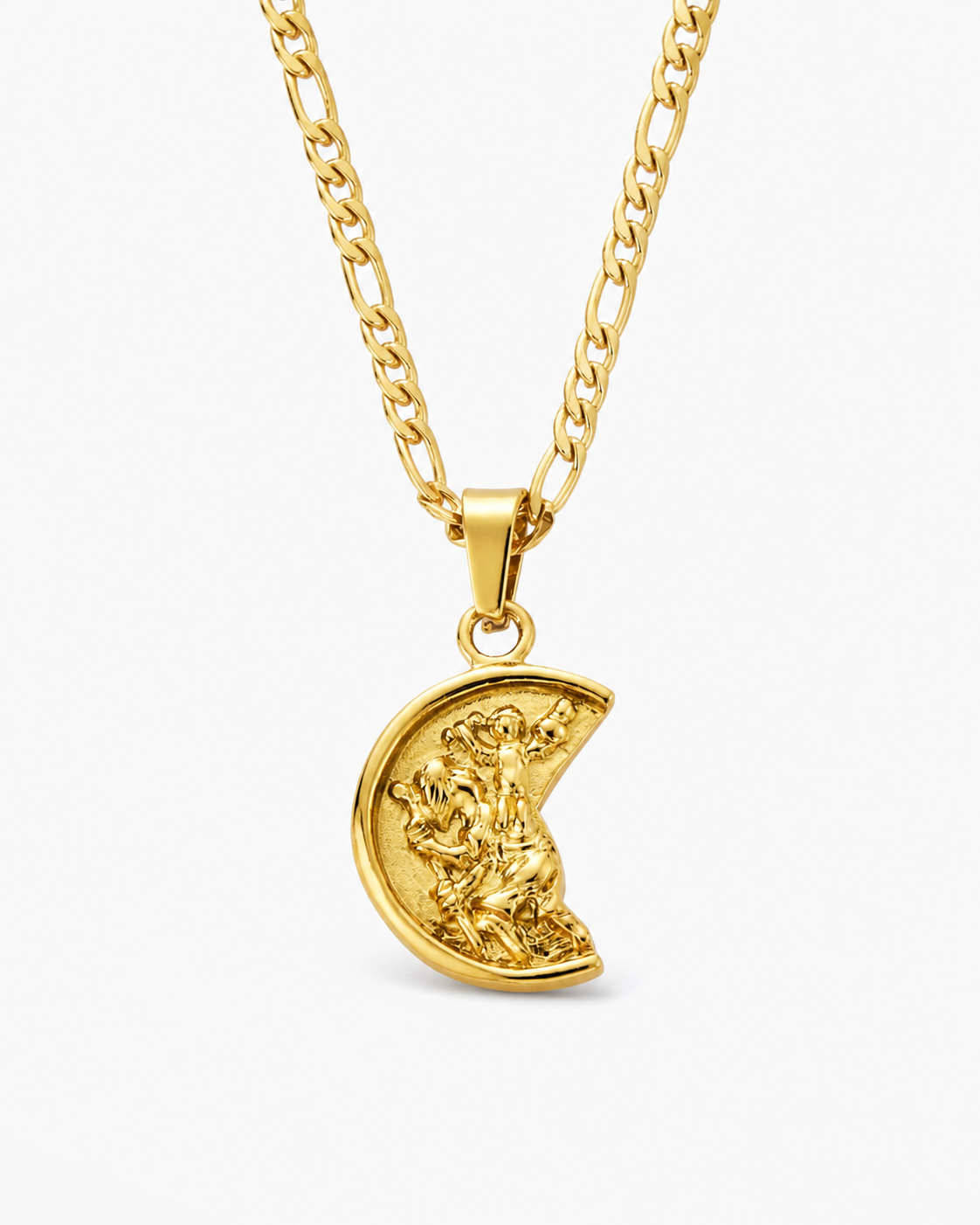 Gold St. Christopher Pendant on a near-white background