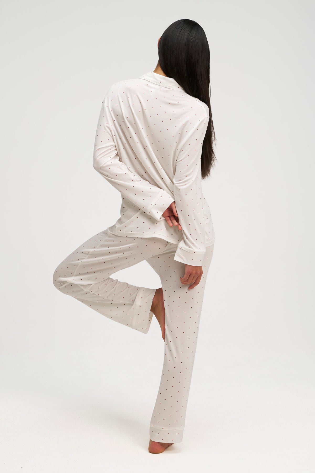 Heart Print Pajama Set in white hearts