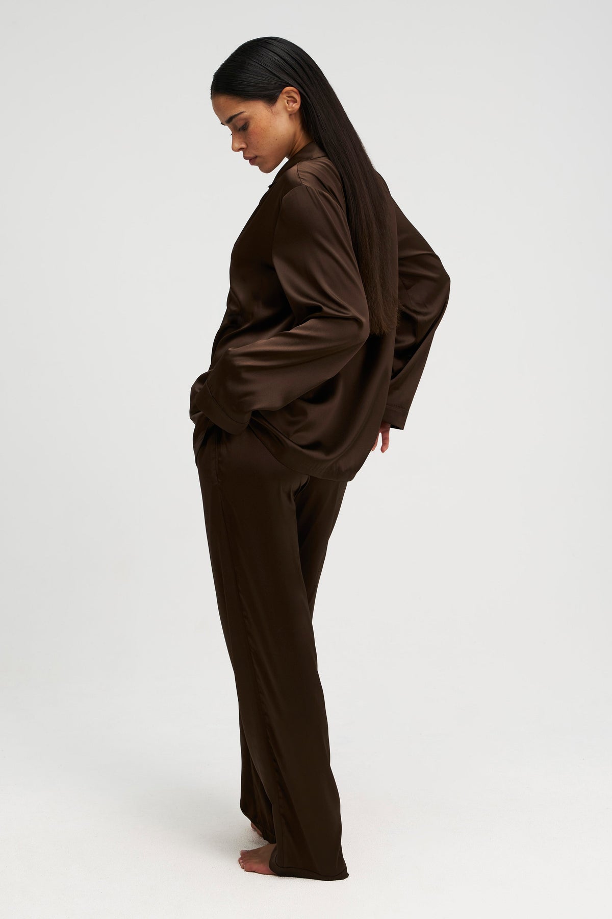 Long Pajama Set in brown