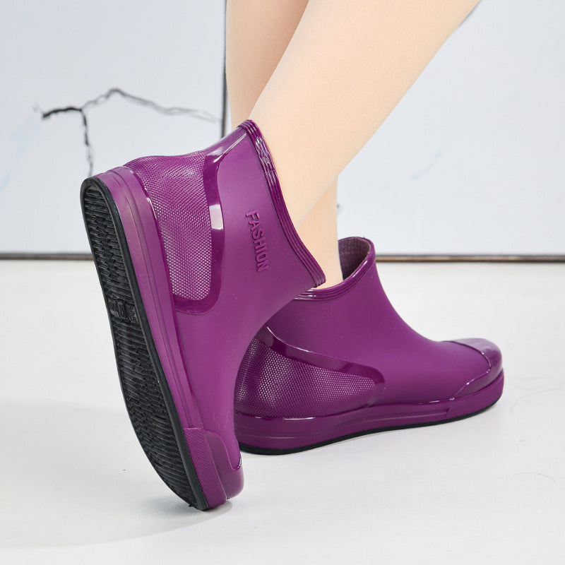 Cross-border hot-selling rain shoes women's short tube outer wear water shoes warm non-slip rain boots waterproof rubber