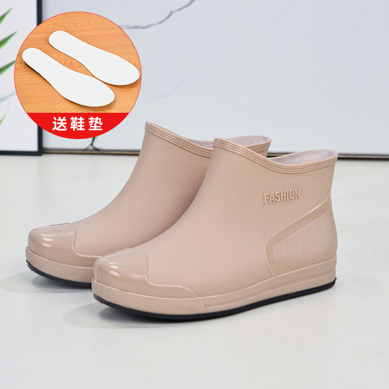 Cross-border hot-selling rain shoes women's short tube outer wear water shoes warm non-slip rain boots waterproof rubber