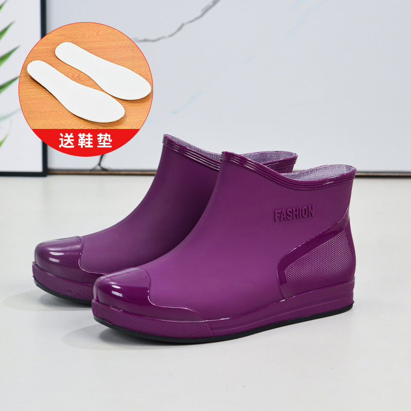Cross-border hot-selling rain shoes women's short tube outer wear water shoes warm non-slip rain boots waterproof rubber