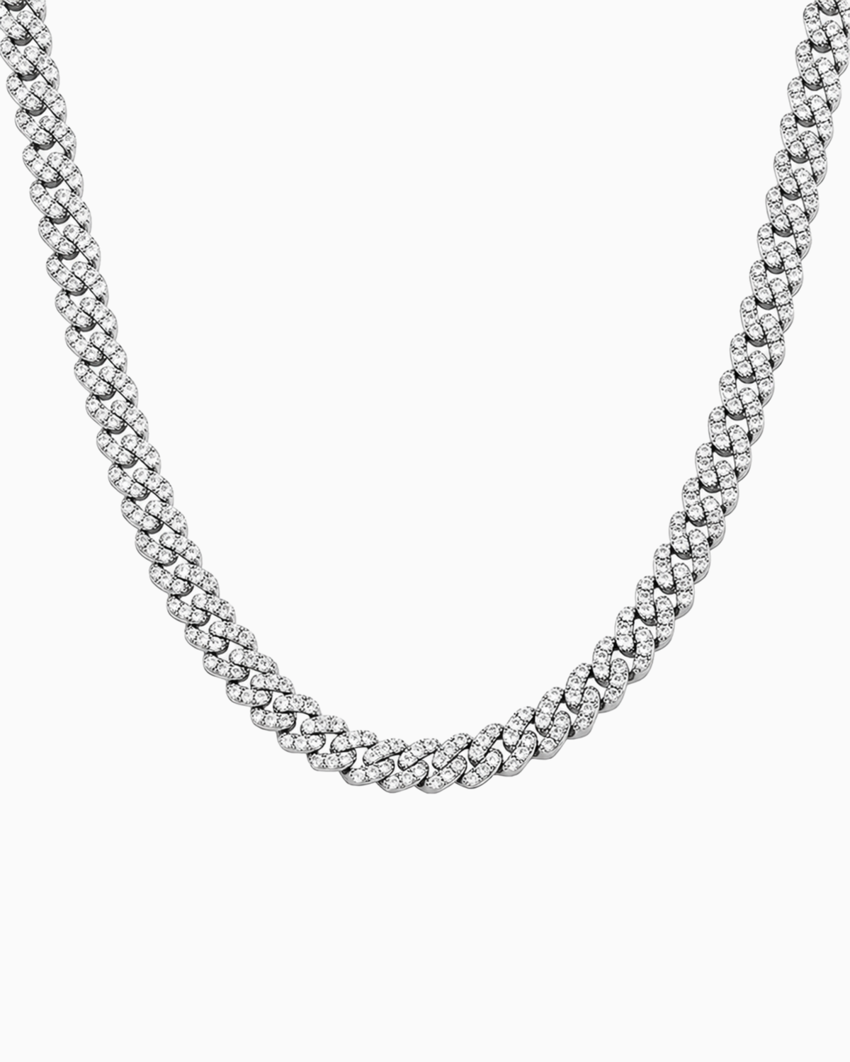 Iced Cubana Chain 8 mm in 925 sterling silver with hand-set stones