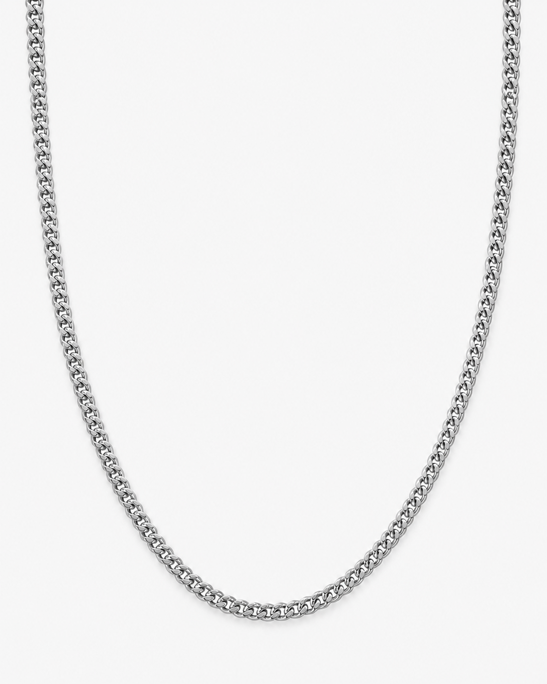 Silver Cuban Chain 4 mm on a near-white background