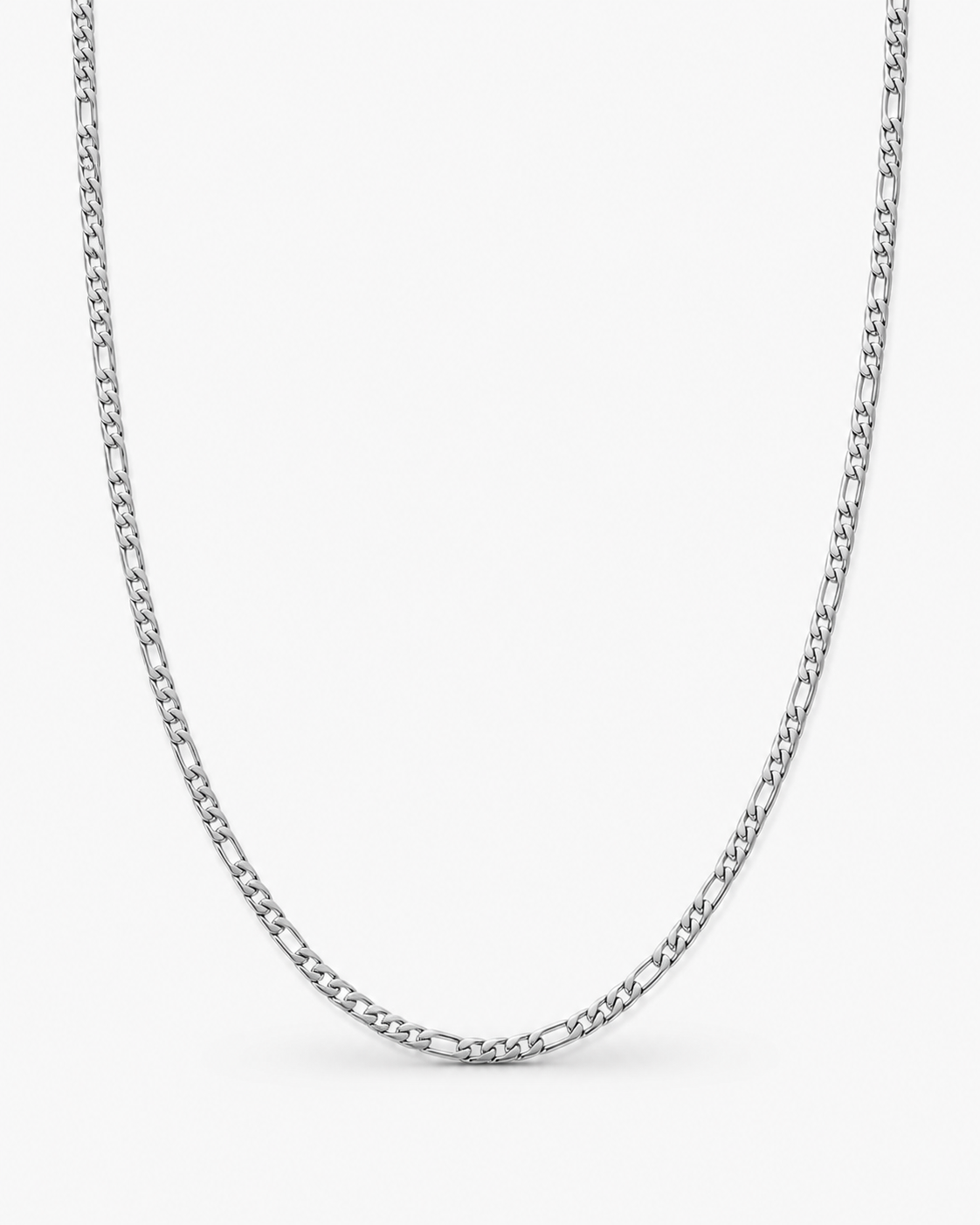 Silver Figaro Chain 3 mm on a near-white background