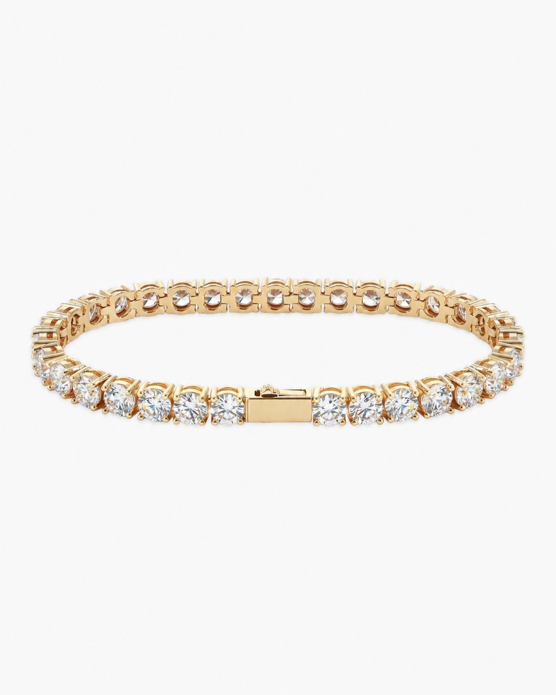 Gold Iced Tennis Bracelet 5 mm with round stones on a white background
