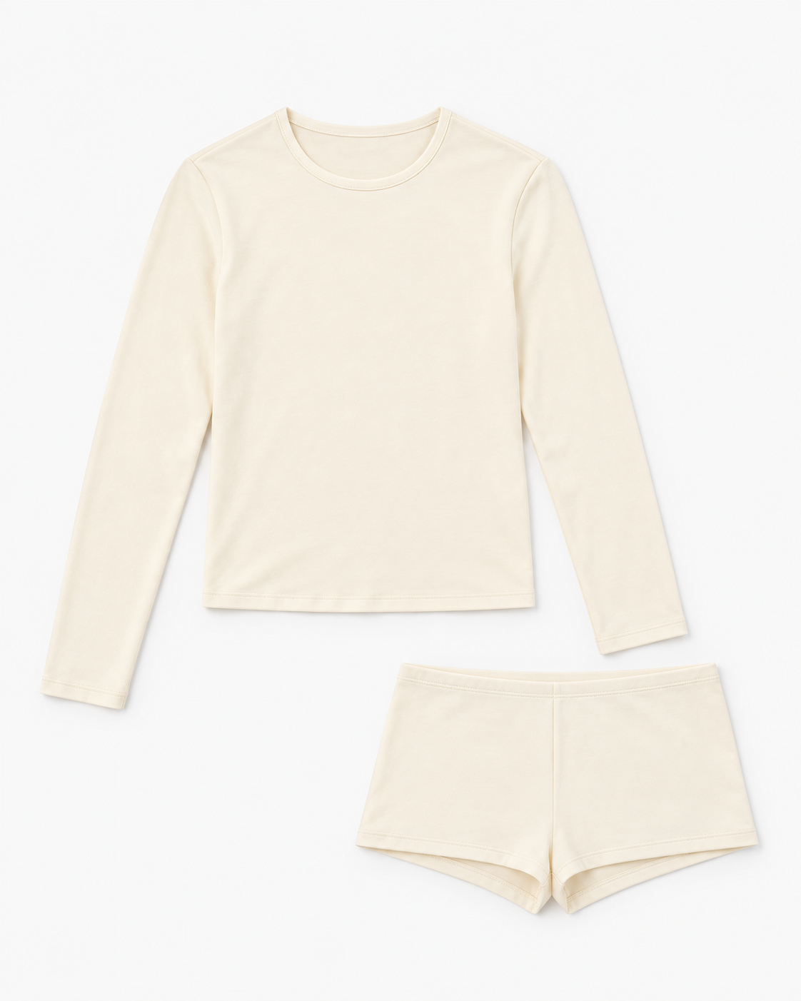 Jersey Sleep Set in off white, both pieces shown flat