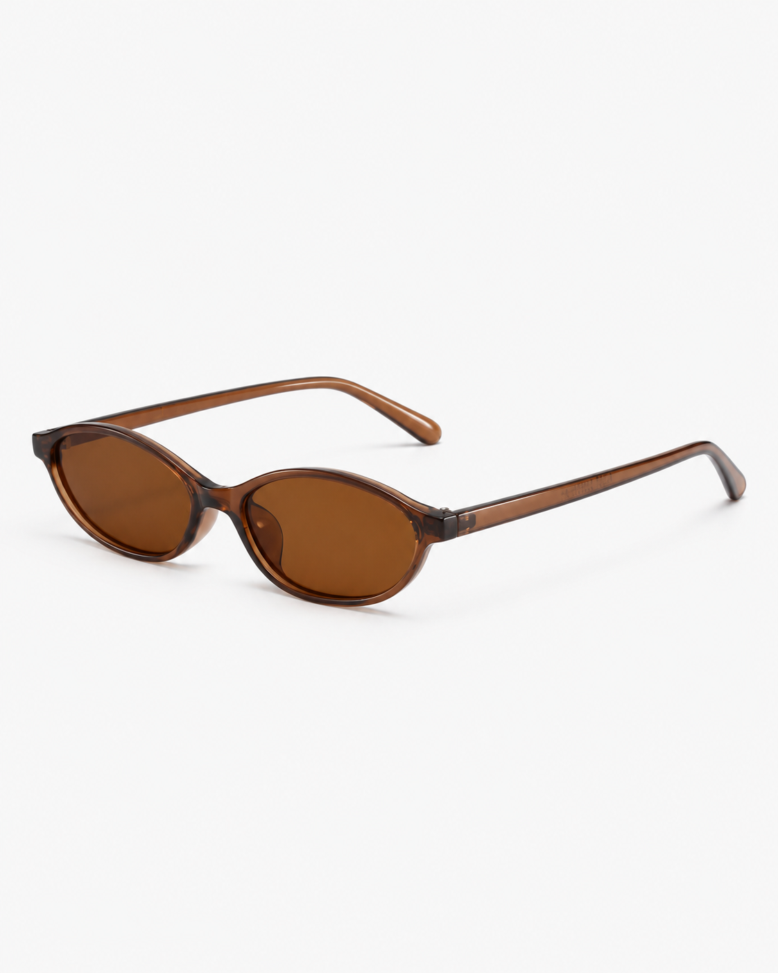 Oval Sunglasses in translucent brown with brown lenses, side view