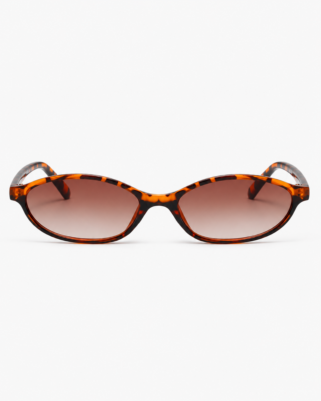 Oval Sunglasses in tortoiseshell with brown gradient lenses, front view