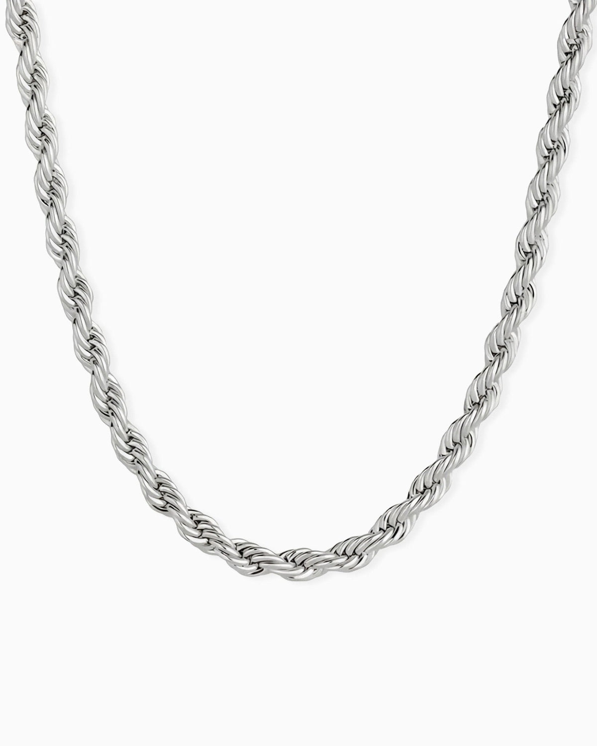 Silver 5 mm rope chain with lobster clasp on a near-white background