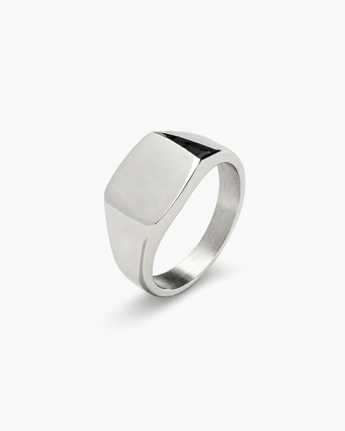 Silver Square Signet Ring on a near-white background