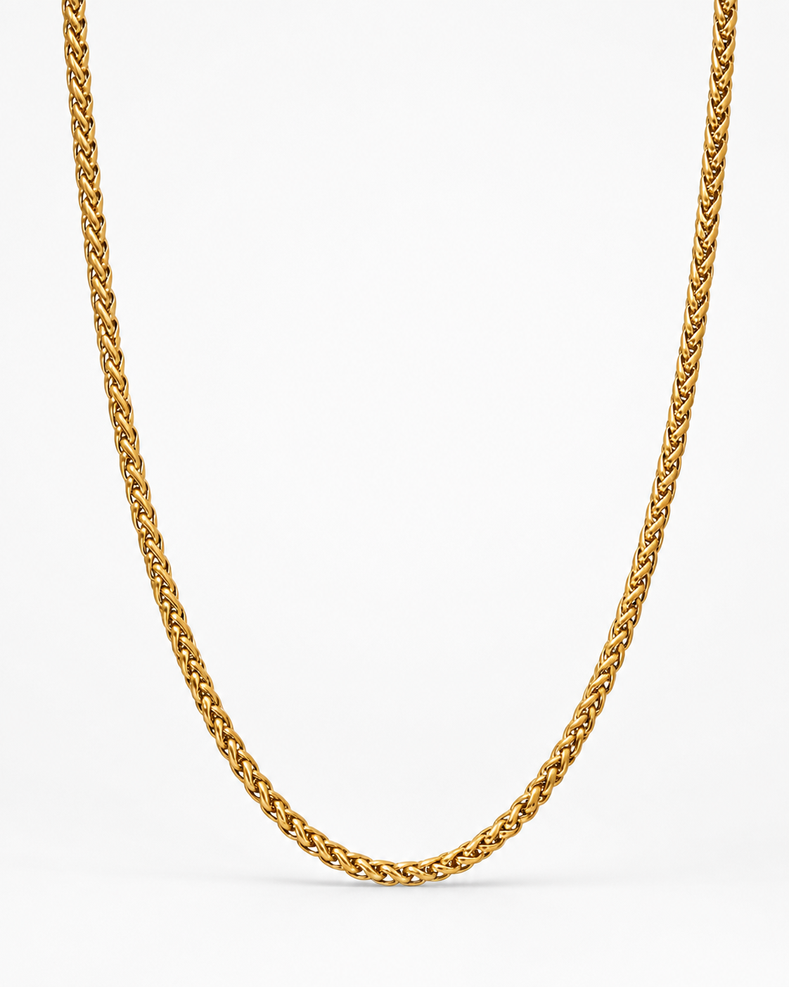 Gold Wheat Chain 3 mm on a near-white background